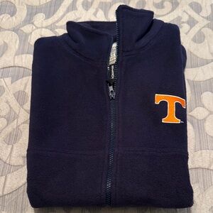 Navy Blue Fleece Jacket with Orange Logo
